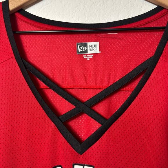 NEW ERA HOUSTON ROCKERS WOMEN RED BLACK V-NECK TOP 2XL BRAND NEW WITH TAGS - Picture 3 of 5